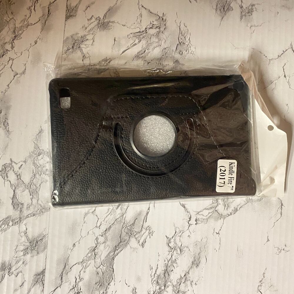New Kindle Fire 2017 7" Black Faux Leather Tablet Case